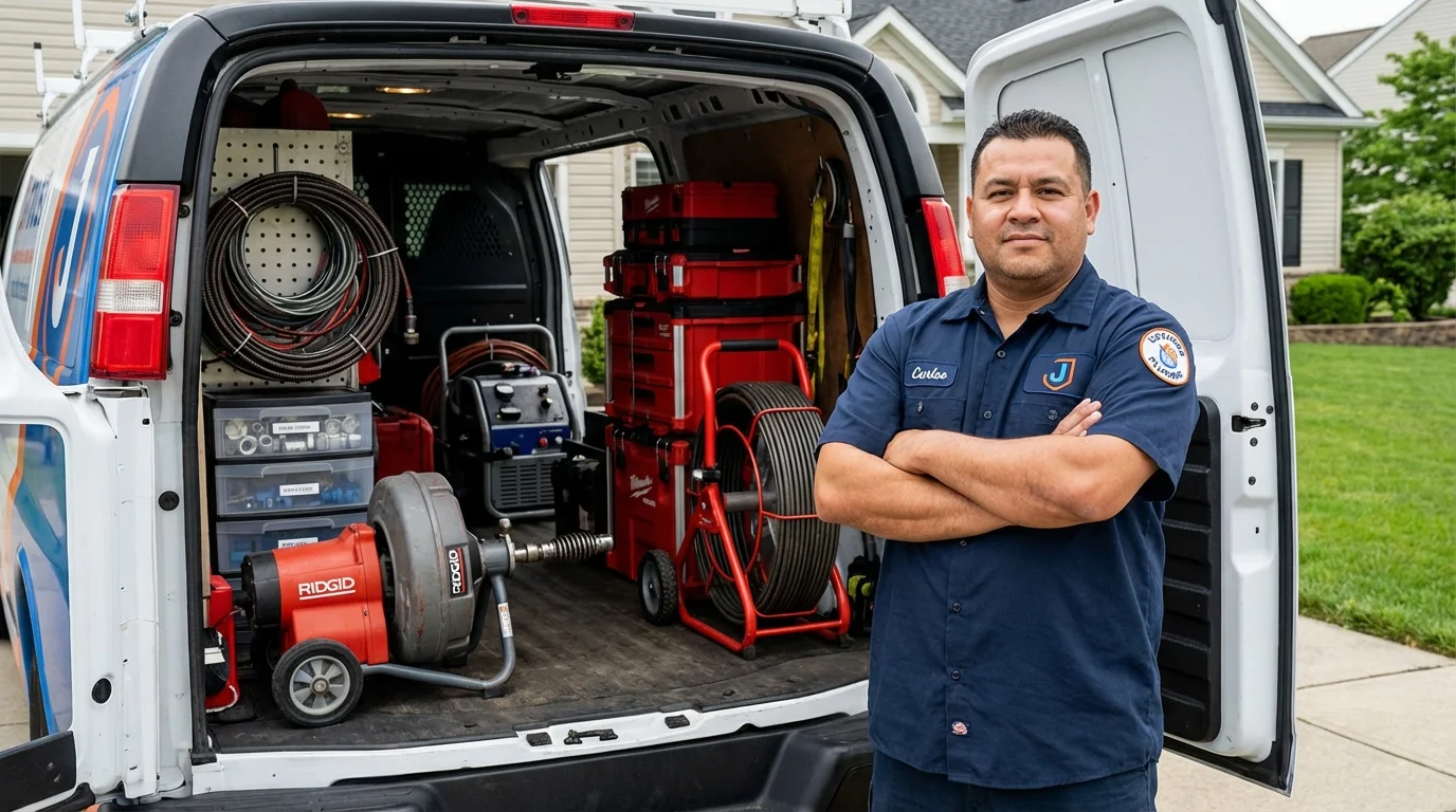 Professional drain cleaning equipment and Johns Plumbing LLC plumber in Ardmore