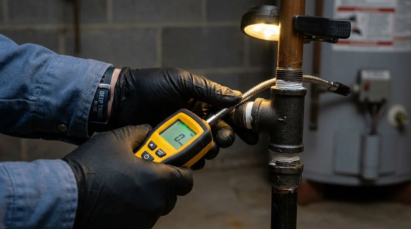 Gas leak detection with electronic sniffer by Johns Plumbing LLC in Ardmore