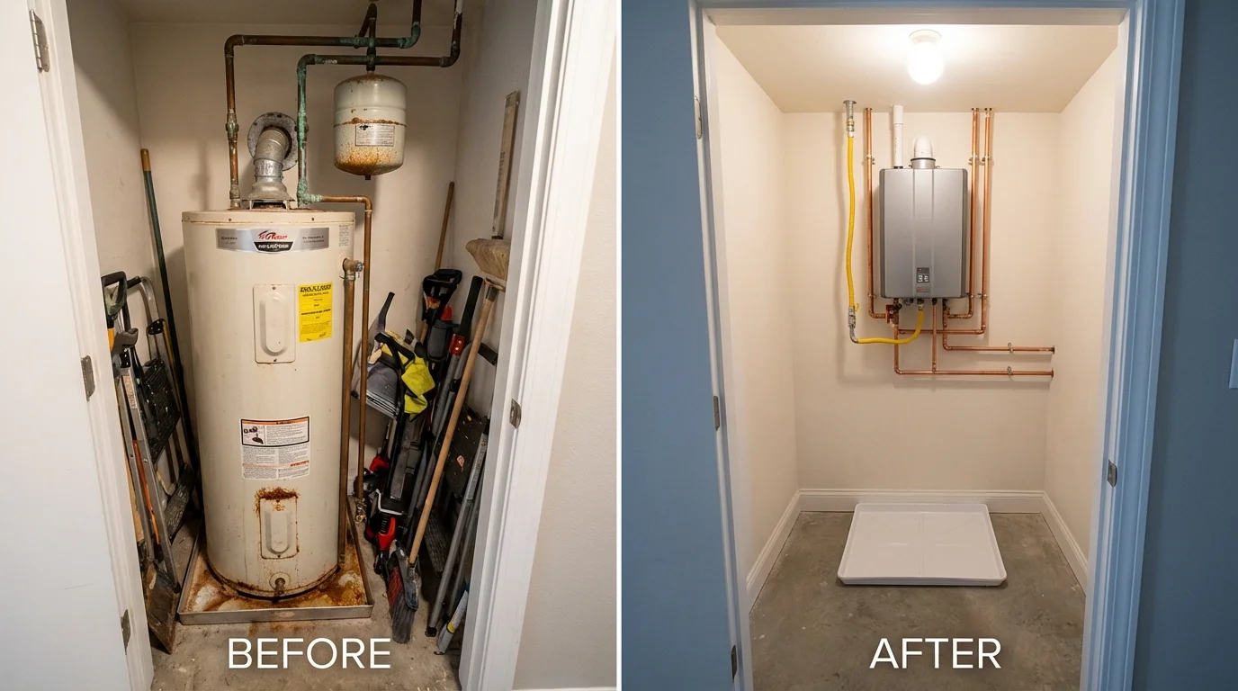 Tank water heater versus wall-mounted tankless unit comparison for Ardmore, TN homeowners